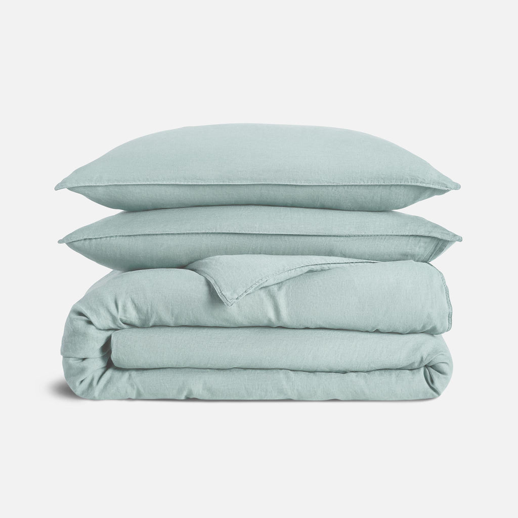 Washed European Linen Duvet Set - Mineral / Full/Queen